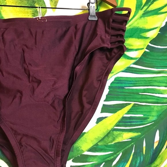 NWT $40 LYSA 2X Side Tie Dark Red Hipster Tummy Control Brief Bikini Bottom - Picture 4 of 7